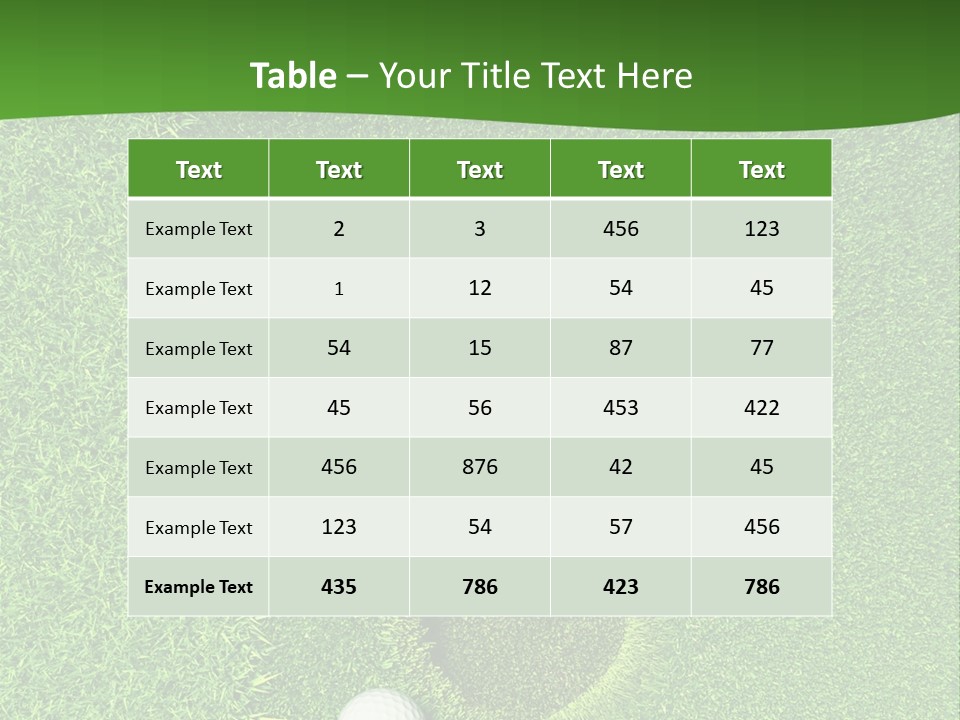 A Heart Shaped Hole In The Grass With A Golf Ball PowerPoint Template