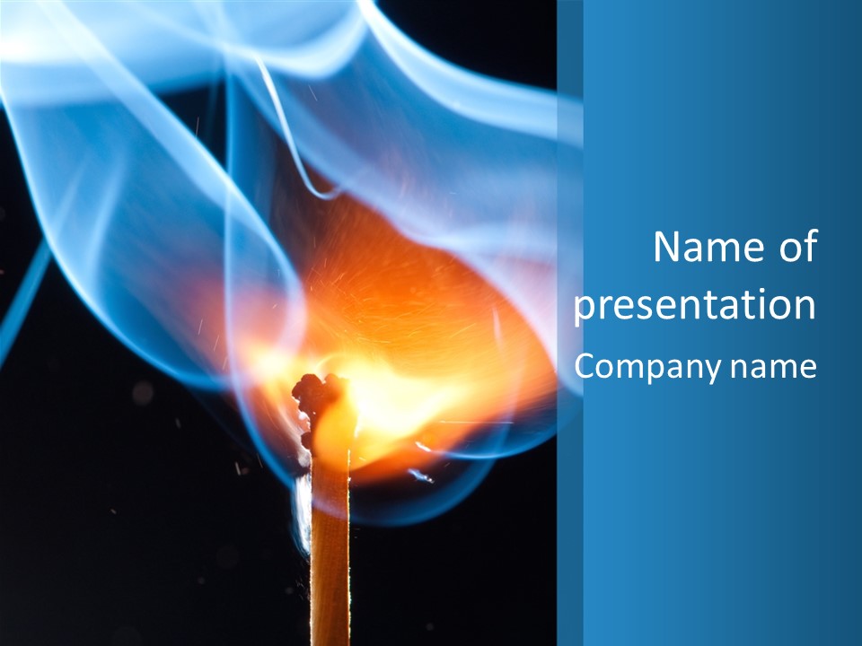A Matchstick With Blue Smoke Coming Out Of It PowerPoint Template