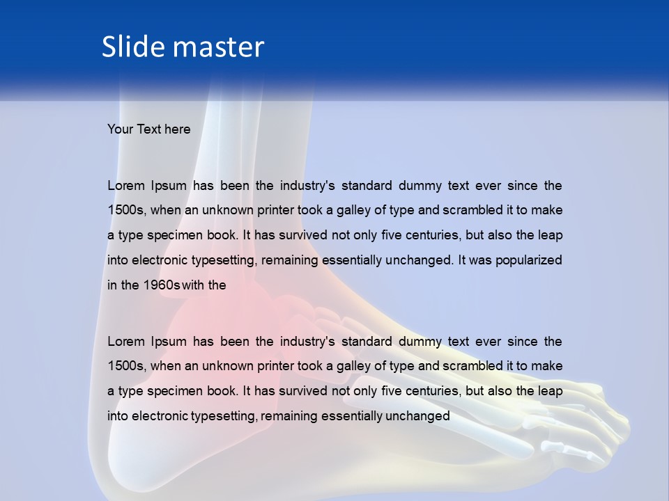 A Medical Powerpoint Presentation With A Highlighted Image Of A Foot PowerPoint Template