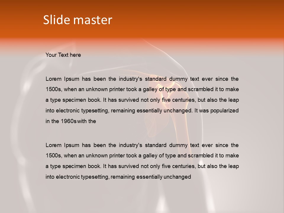 A Skeleton With A Highlighted Shoulder Powerpoint Presentation PowerPoint Template