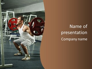 A Man Doing Squats With A Barbell In A Gym PowerPoint Template
