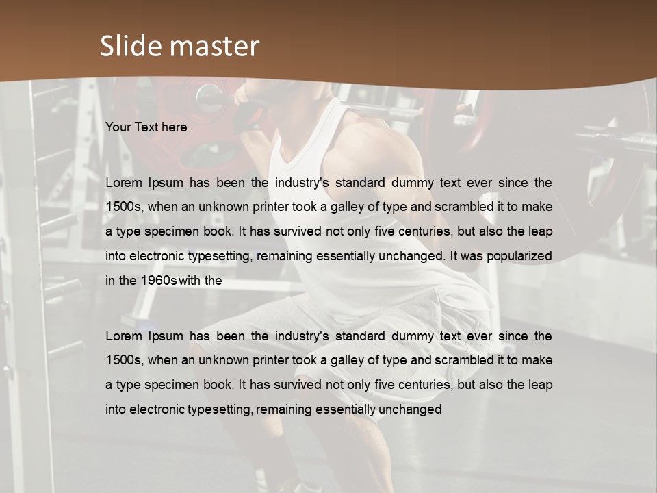 A Man Doing Squats With A Barbell In A Gym PowerPoint Template