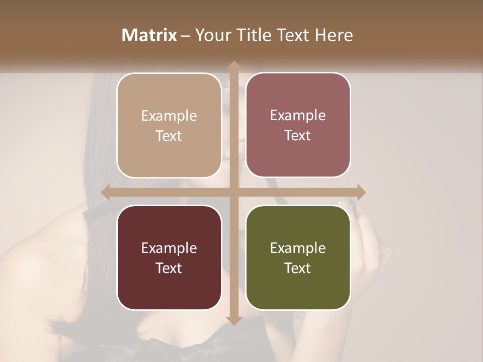 A Woman With Long Brown Hair Is Holding A Piece Of Hair PowerPoint Template