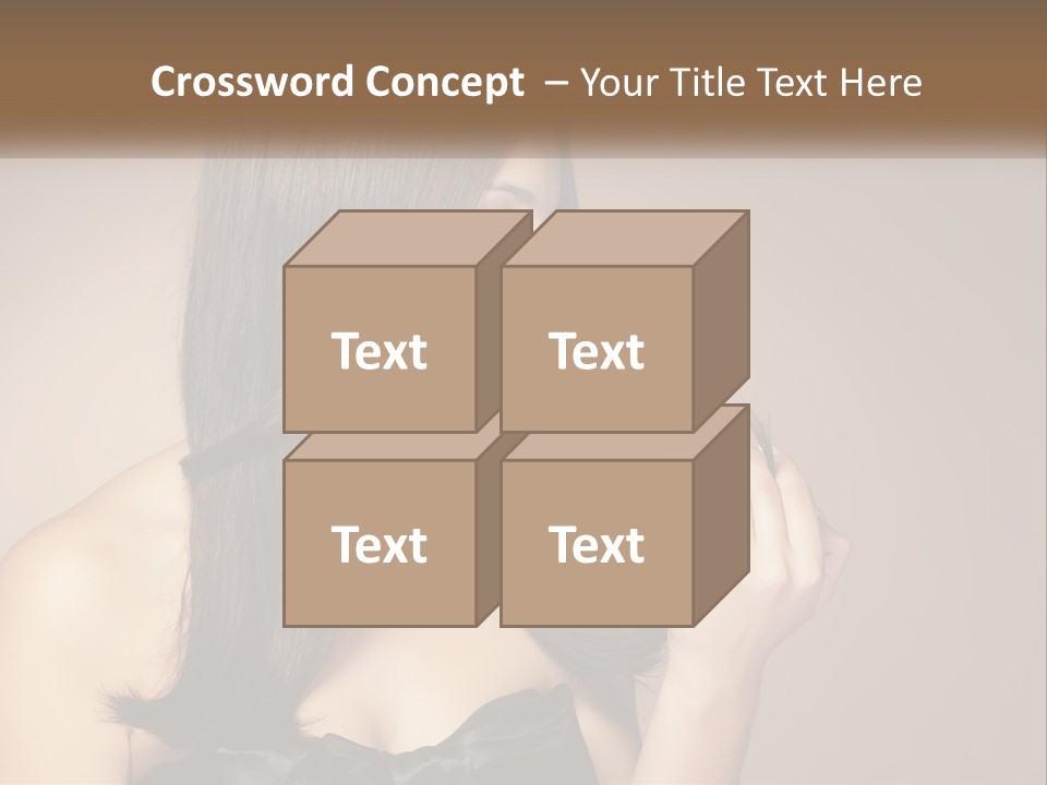 A Woman With Long Brown Hair Is Holding A Piece Of Hair PowerPoint Template