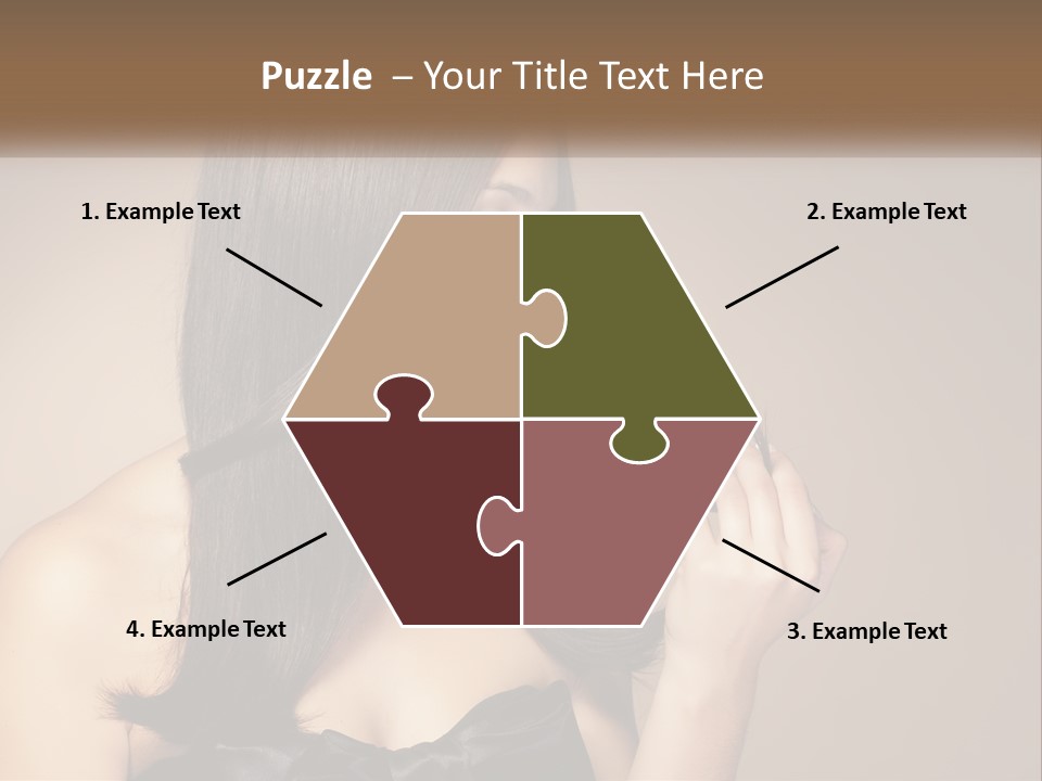 A Woman With Long Brown Hair Is Holding A Piece Of Hair PowerPoint Template