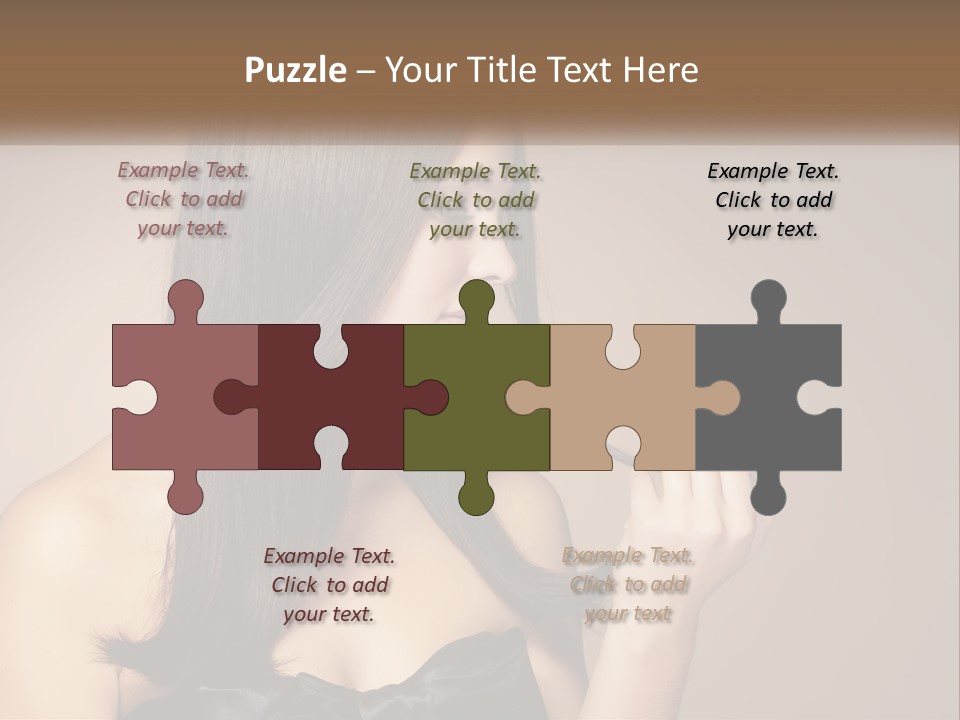 A Woman With Long Brown Hair Is Holding A Piece Of Hair PowerPoint Template