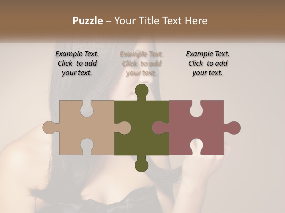 A Woman With Long Brown Hair Is Holding A Piece Of Hair PowerPoint Template