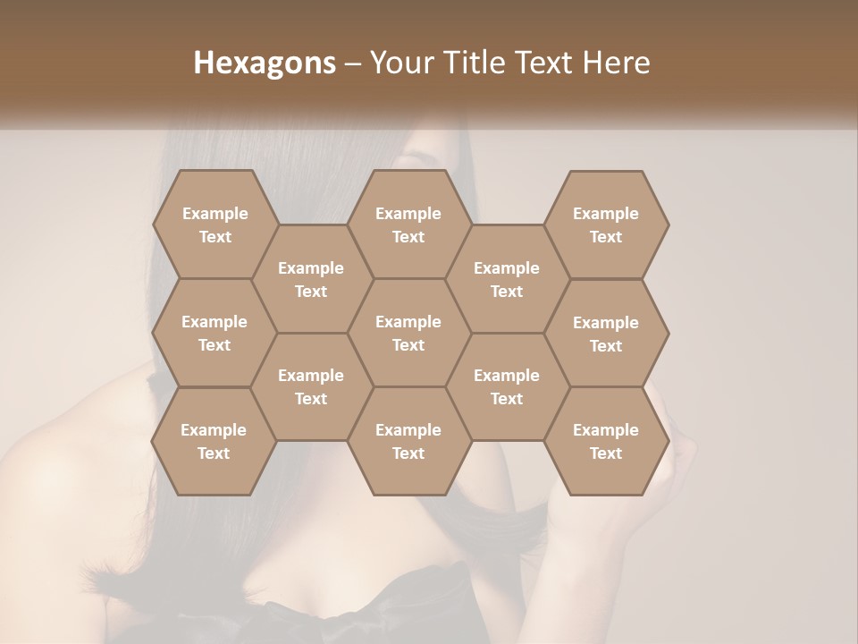 A Woman With Long Brown Hair Is Holding A Piece Of Hair PowerPoint Template