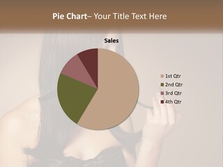 A Woman With Long Brown Hair Is Holding A Piece Of Hair PowerPoint Template