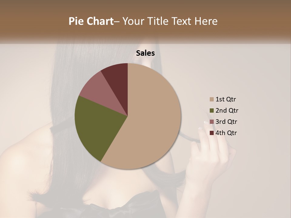 A Woman With Long Brown Hair Is Holding A Piece Of Hair PowerPoint Template