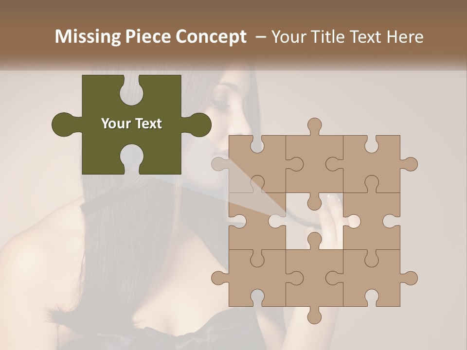 A Woman With Long Brown Hair Is Holding A Piece Of Hair PowerPoint Template