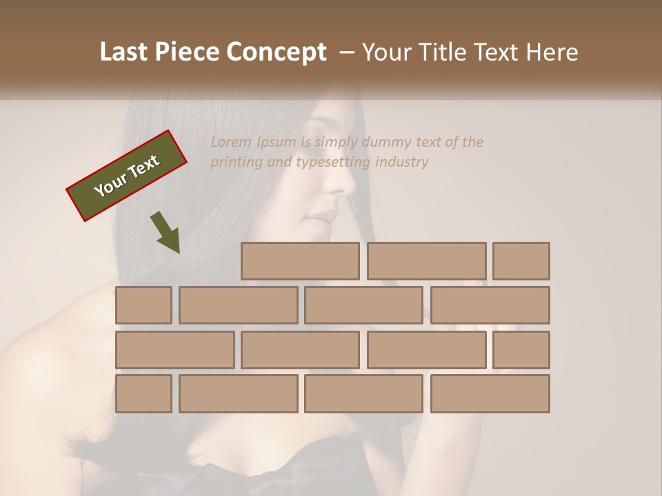 A Woman With Long Brown Hair Is Holding A Piece Of Hair PowerPoint Template