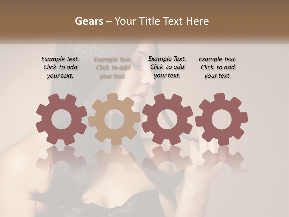 A Woman With Long Brown Hair Is Holding A Piece Of Hair PowerPoint Template