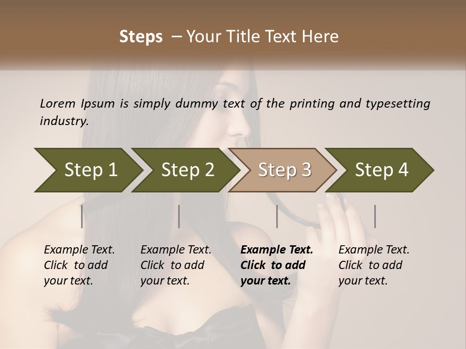 A Woman With Long Brown Hair Is Holding A Piece Of Hair PowerPoint Template