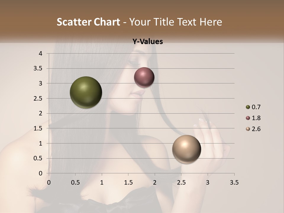 A Woman With Long Brown Hair Is Holding A Piece Of Hair PowerPoint Template