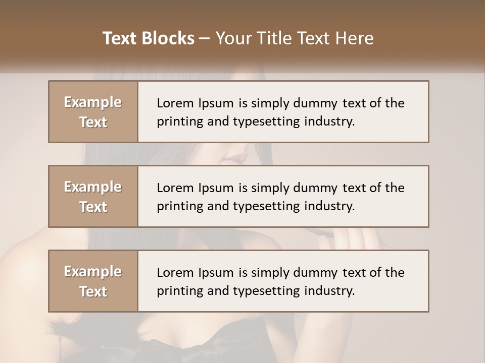 A Woman With Long Brown Hair Is Holding A Piece Of Hair PowerPoint Template