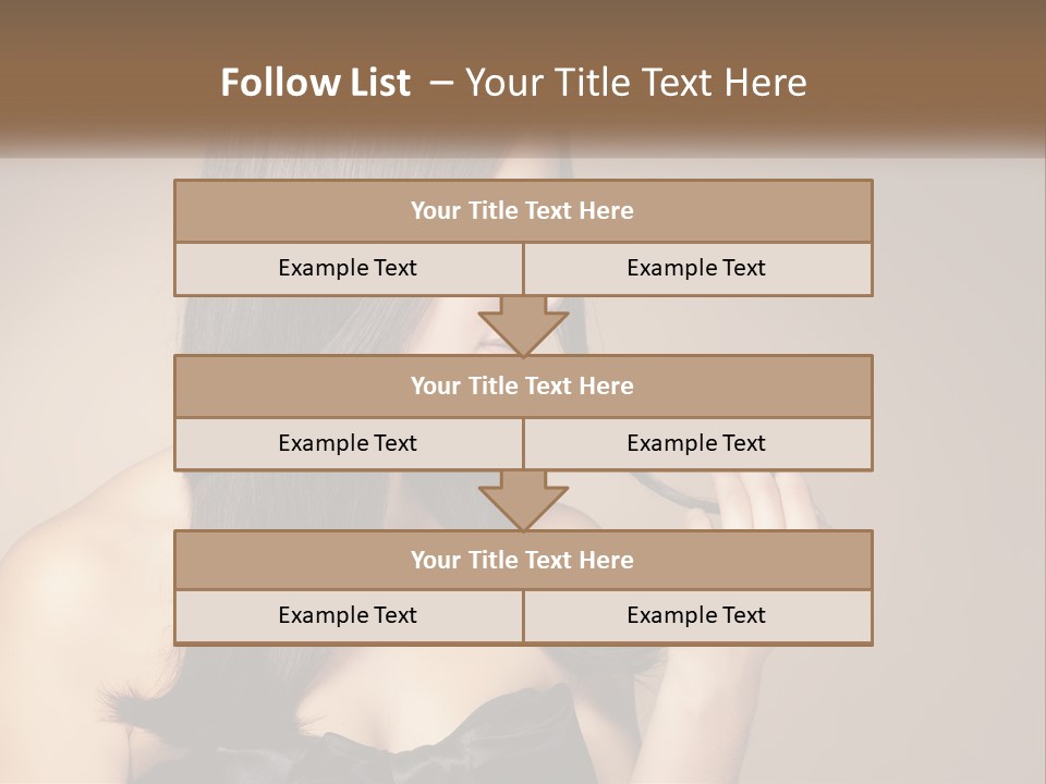 A Woman With Long Brown Hair Is Holding A Piece Of Hair PowerPoint Template