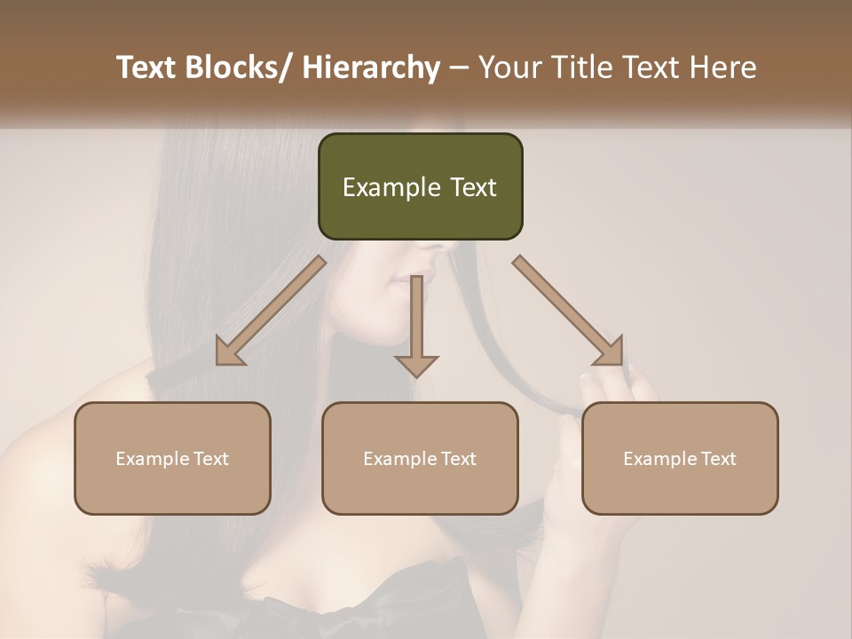 A Woman With Long Brown Hair Is Holding A Piece Of Hair PowerPoint Template