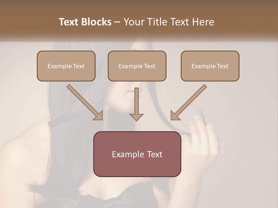 A Woman With Long Brown Hair Is Holding A Piece Of Hair PowerPoint Template