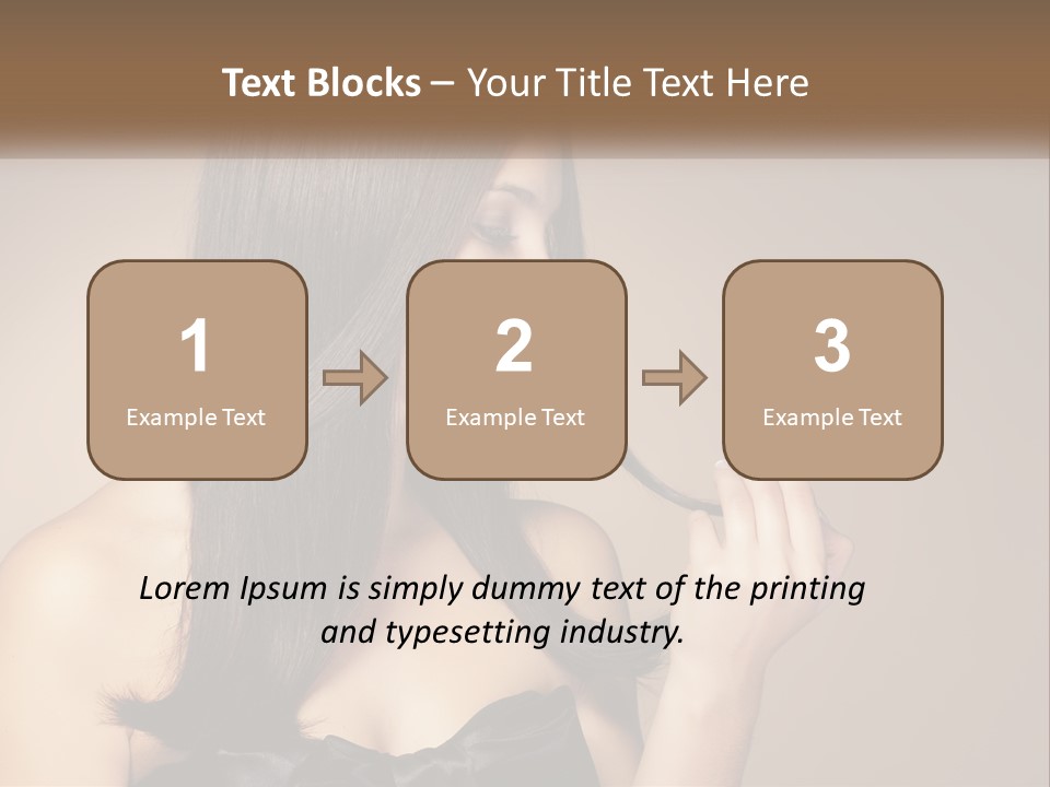 A Woman With Long Brown Hair Is Holding A Piece Of Hair PowerPoint Template