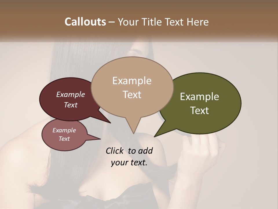 A Woman With Long Brown Hair Is Holding A Piece Of Hair PowerPoint Template