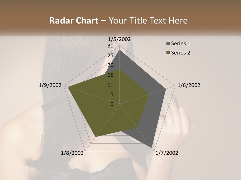 A Woman With Long Brown Hair Is Holding A Piece Of Hair PowerPoint Template