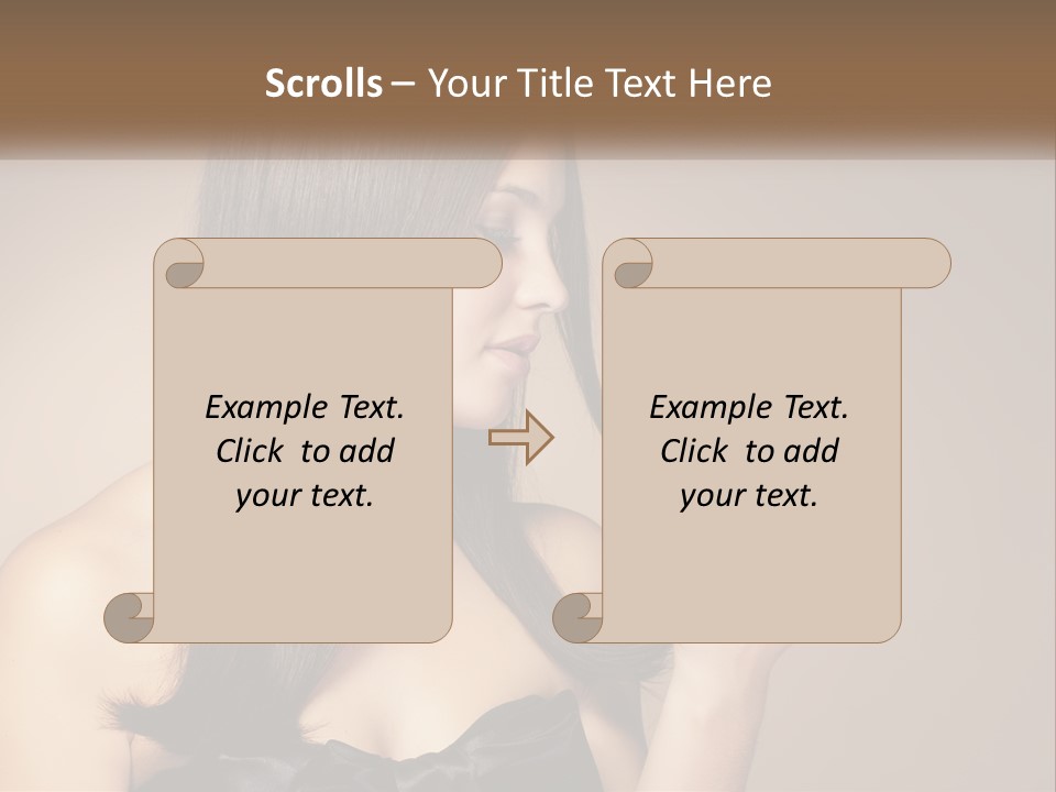 A Woman With Long Brown Hair Is Holding A Piece Of Hair PowerPoint Template