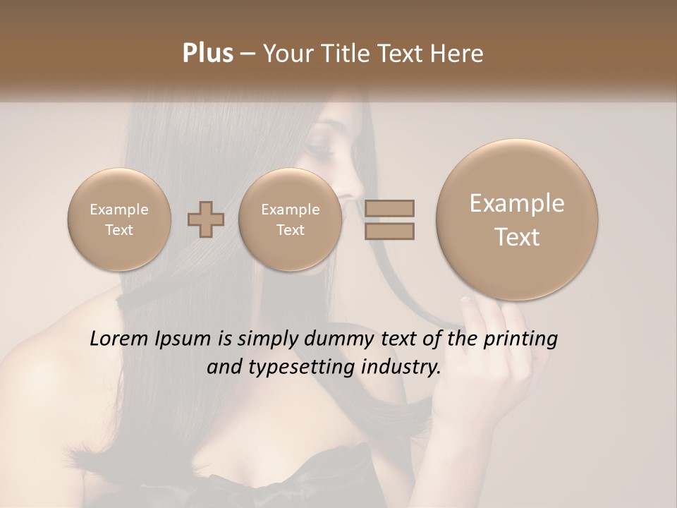 A Woman With Long Brown Hair Is Holding A Piece Of Hair PowerPoint Template