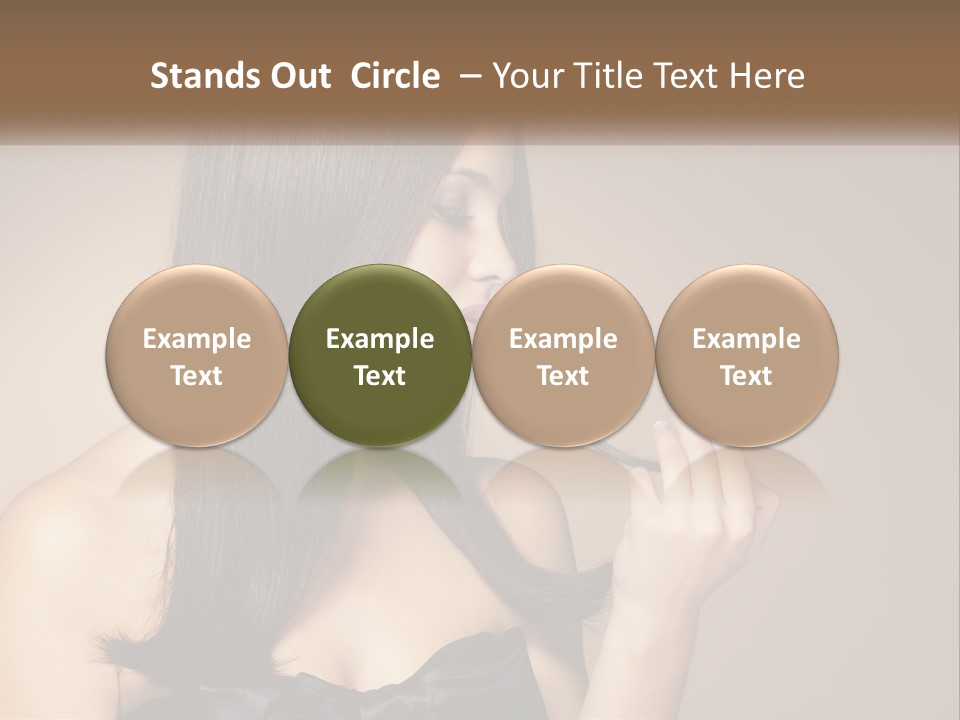 A Woman With Long Brown Hair Is Holding A Piece Of Hair PowerPoint Template
