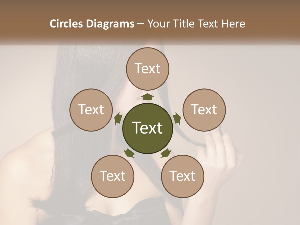 A Woman With Long Brown Hair Is Holding A Piece Of Hair PowerPoint Template