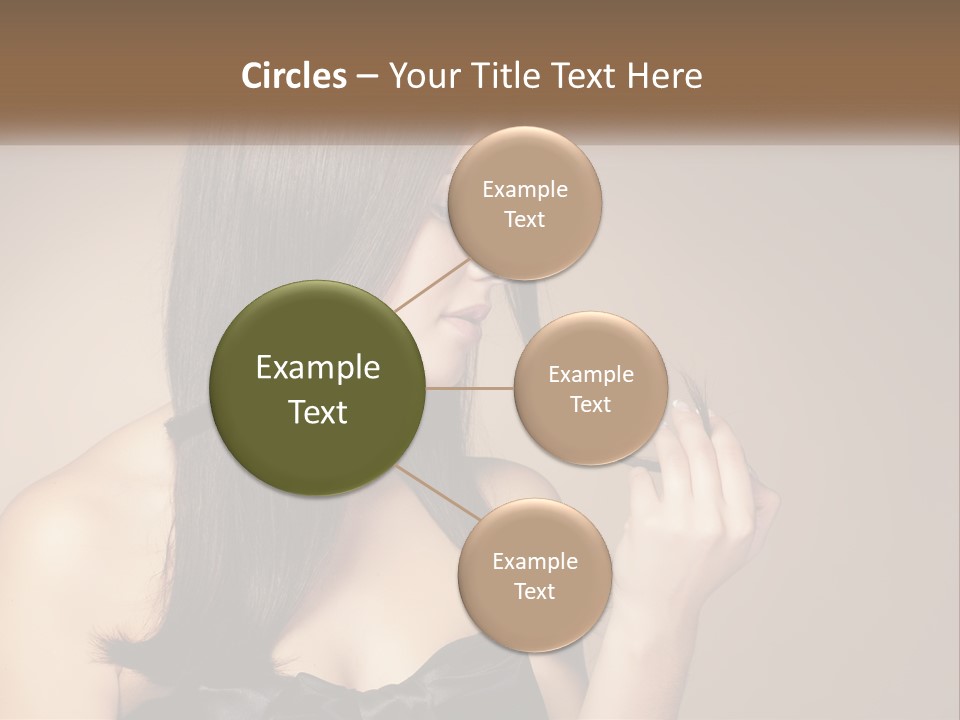 A Woman With Long Brown Hair Is Holding A Piece Of Hair PowerPoint Template