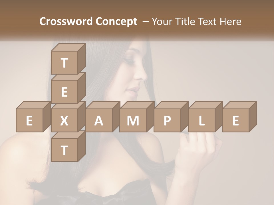 A Woman With Long Brown Hair Is Holding A Piece Of Hair PowerPoint Template