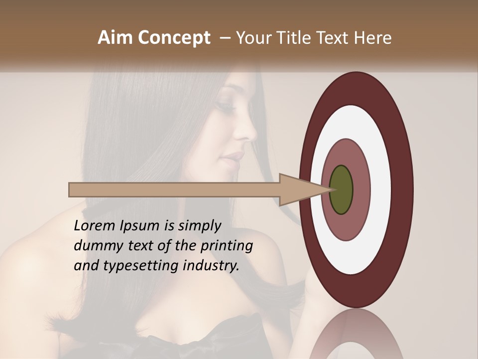 A Woman With Long Brown Hair Is Holding A Piece Of Hair PowerPoint Template