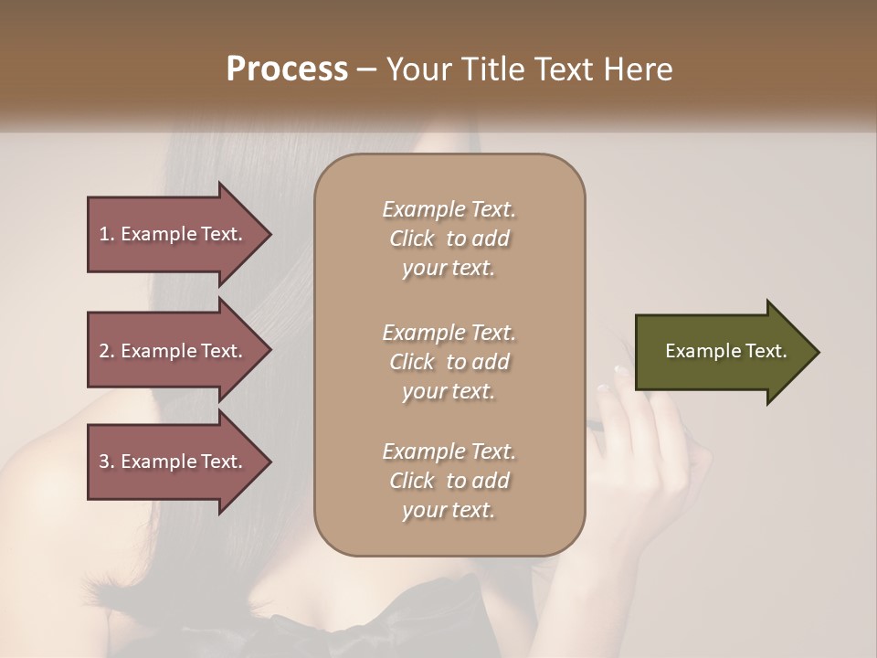 A Woman With Long Brown Hair Is Holding A Piece Of Hair PowerPoint Template