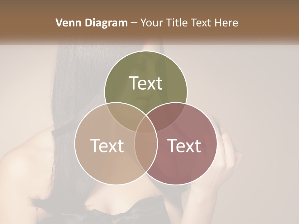 A Woman With Long Brown Hair Is Holding A Piece Of Hair PowerPoint Template