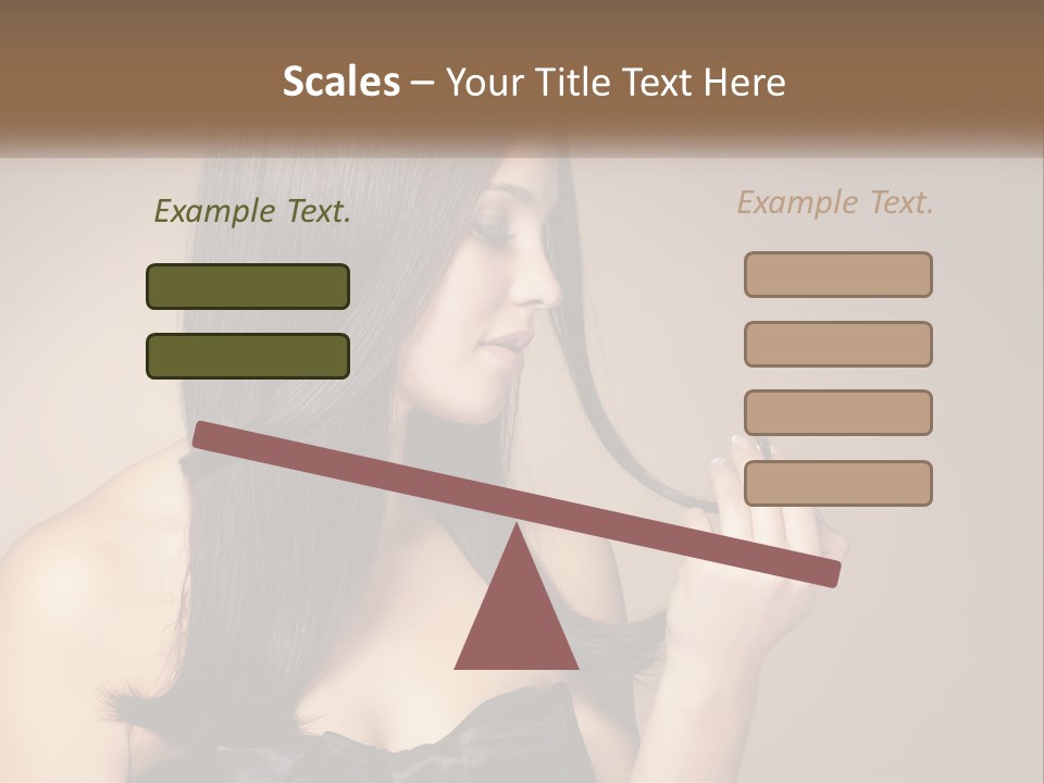 A Woman With Long Brown Hair Is Holding A Piece Of Hair PowerPoint Template