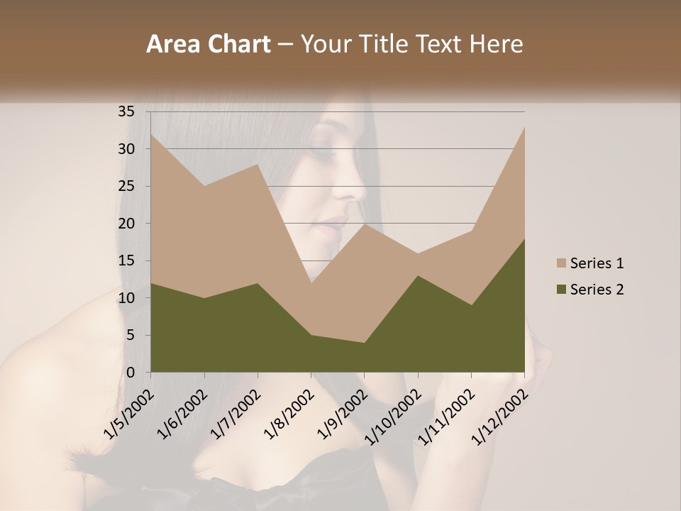 A Woman With Long Brown Hair Is Holding A Piece Of Hair PowerPoint Template