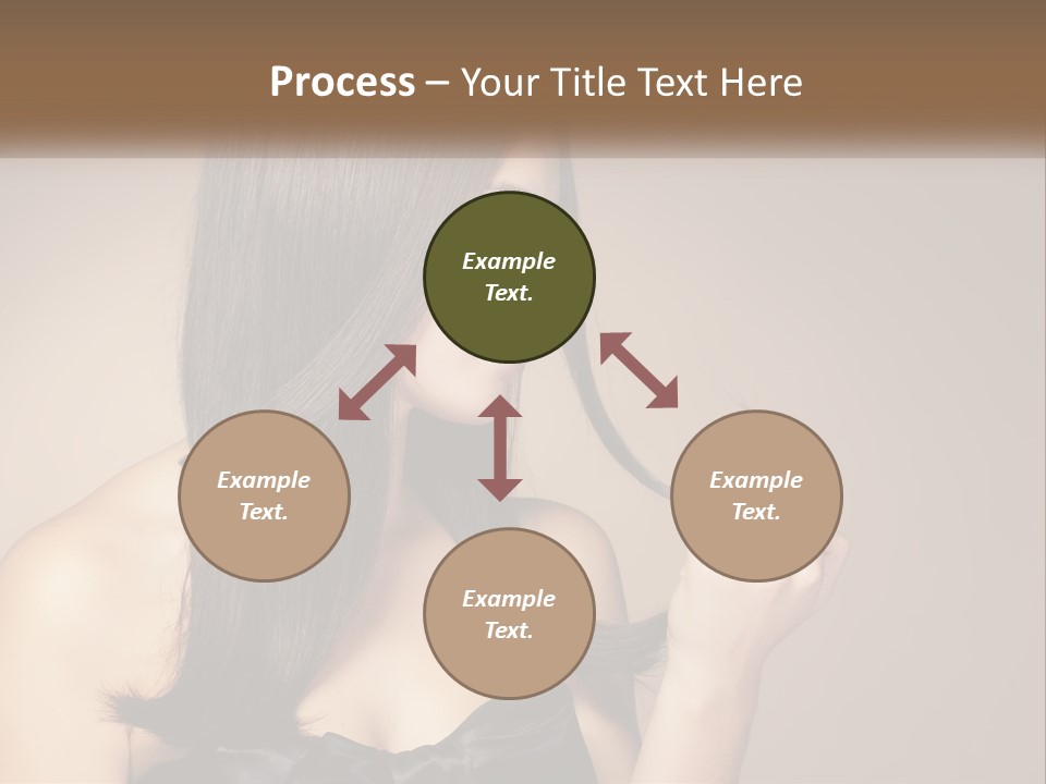 A Woman With Long Brown Hair Is Holding A Piece Of Hair PowerPoint Template