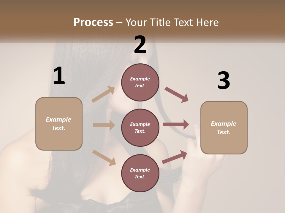 A Woman With Long Brown Hair Is Holding A Piece Of Hair PowerPoint Template