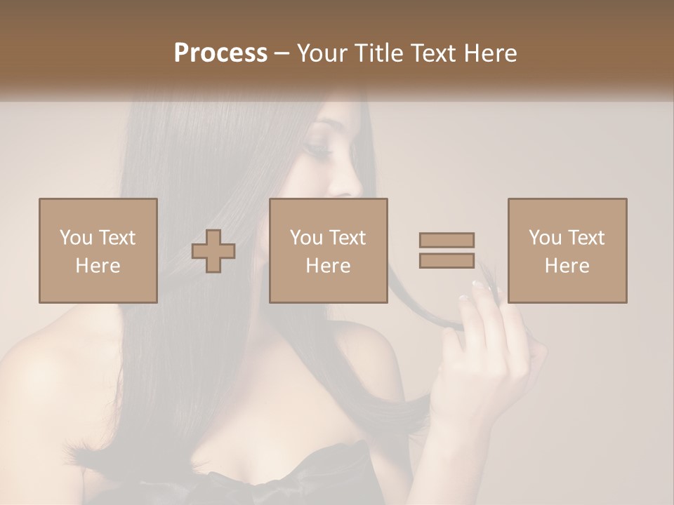 A Woman With Long Brown Hair Is Holding A Piece Of Hair PowerPoint Template