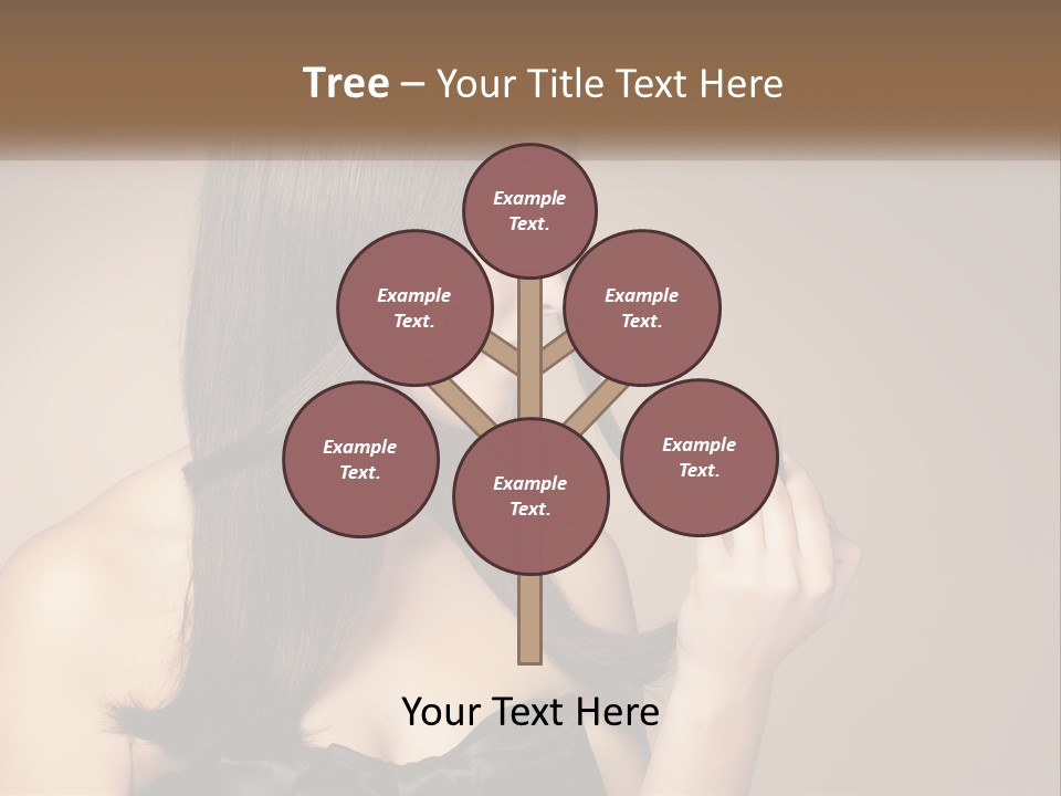 A Woman With Long Brown Hair Is Holding A Piece Of Hair PowerPoint Template