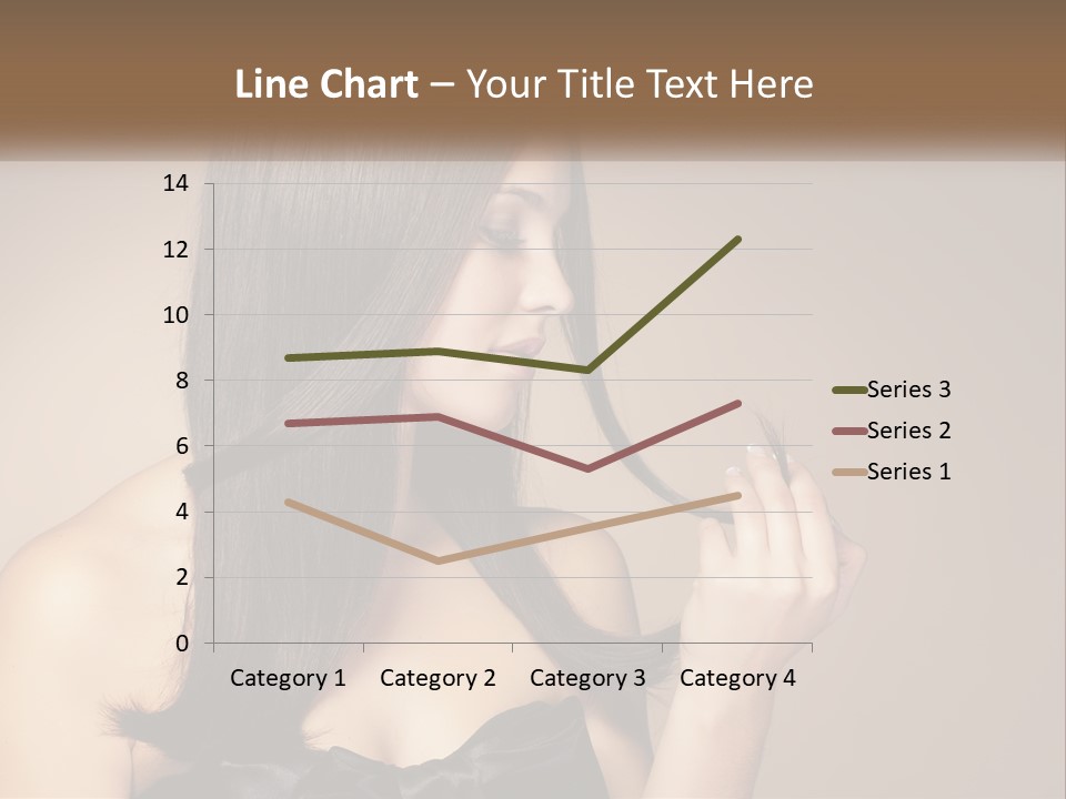 A Woman With Long Brown Hair Is Holding A Piece Of Hair PowerPoint Template