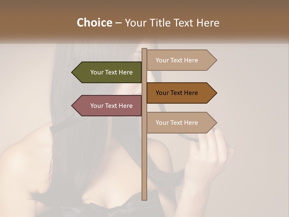 A Woman With Long Brown Hair Is Holding A Piece Of Hair PowerPoint Template