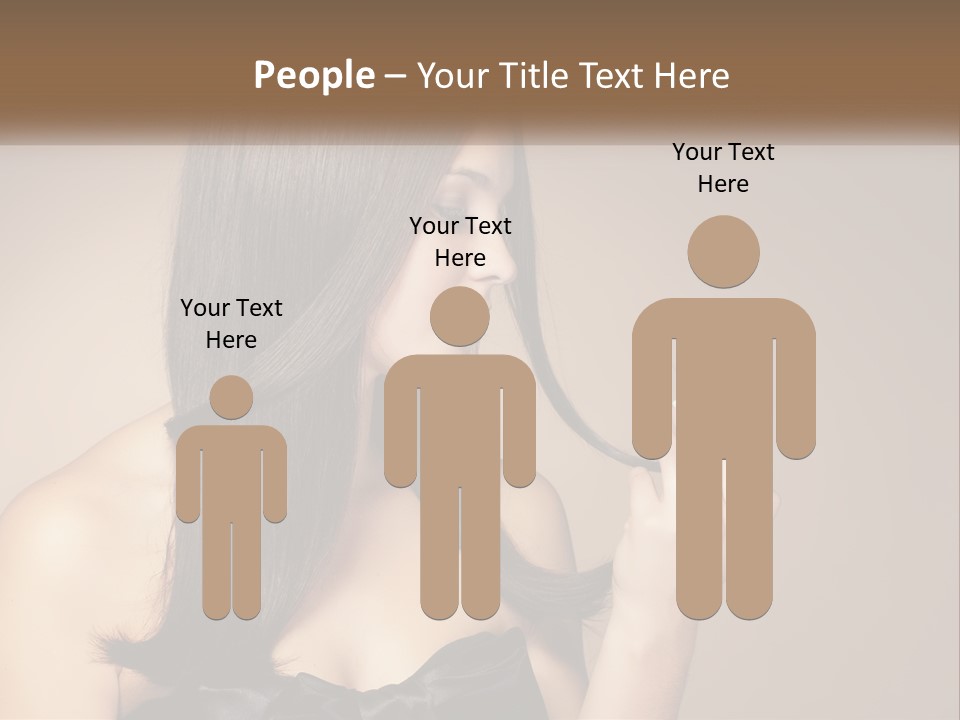 A Woman With Long Brown Hair Is Holding A Piece Of Hair PowerPoint Template