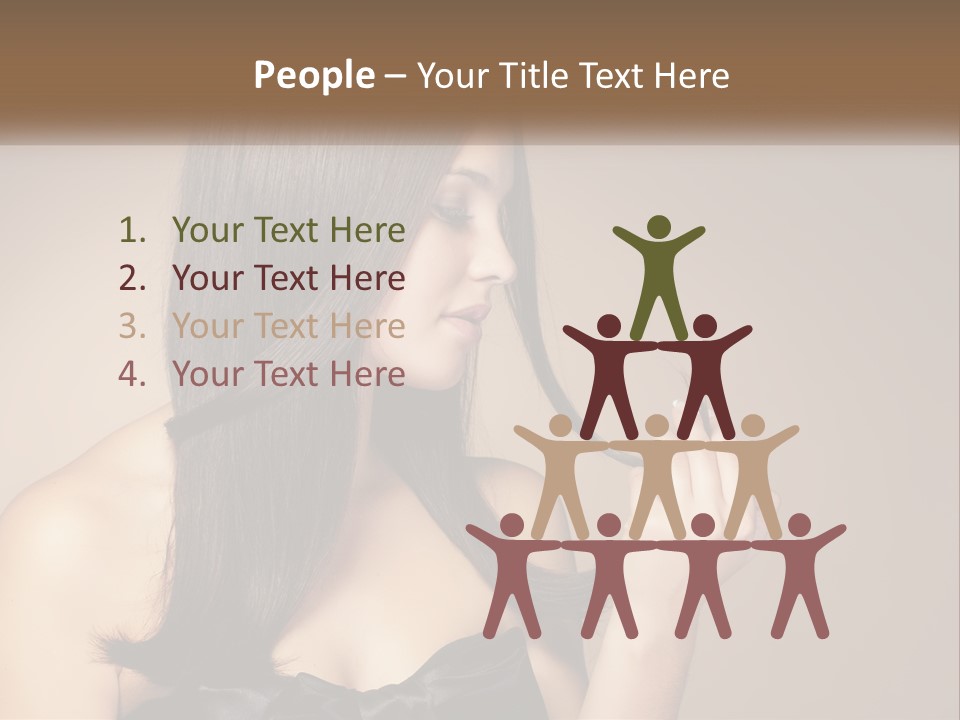 A Woman With Long Brown Hair Is Holding A Piece Of Hair PowerPoint Template