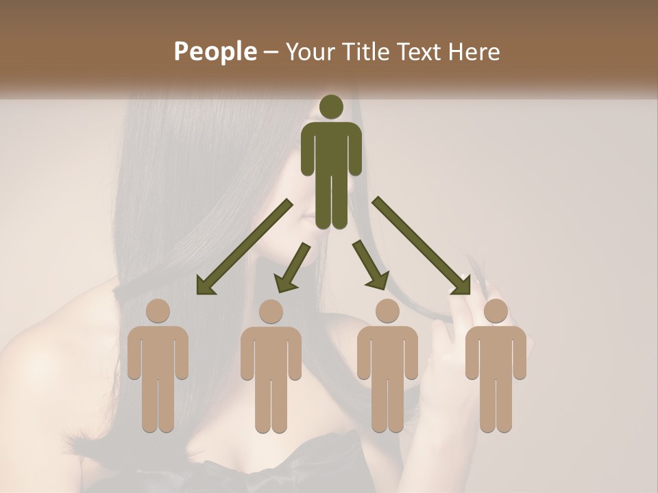 A Woman With Long Brown Hair Is Holding A Piece Of Hair PowerPoint Template