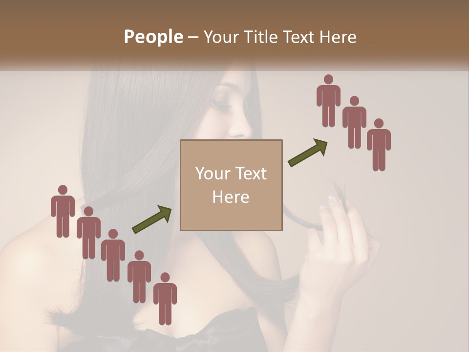 A Woman With Long Brown Hair Is Holding A Piece Of Hair PowerPoint Template