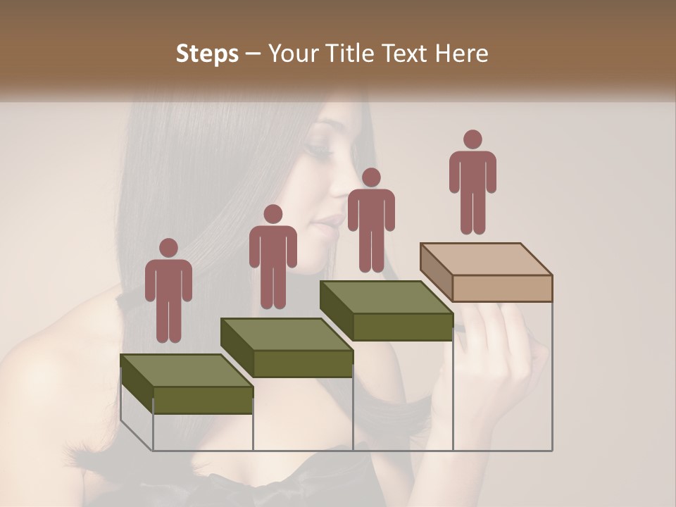 A Woman With Long Brown Hair Is Holding A Piece Of Hair PowerPoint Template