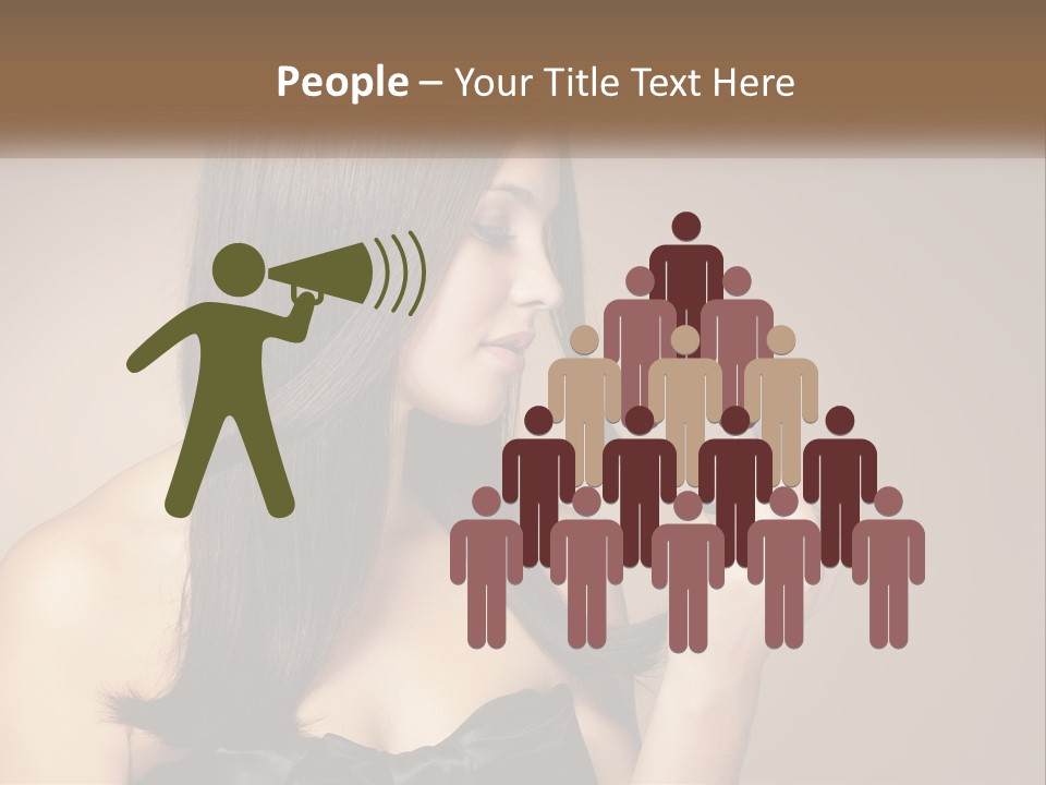 A Woman With Long Brown Hair Is Holding A Piece Of Hair PowerPoint Template