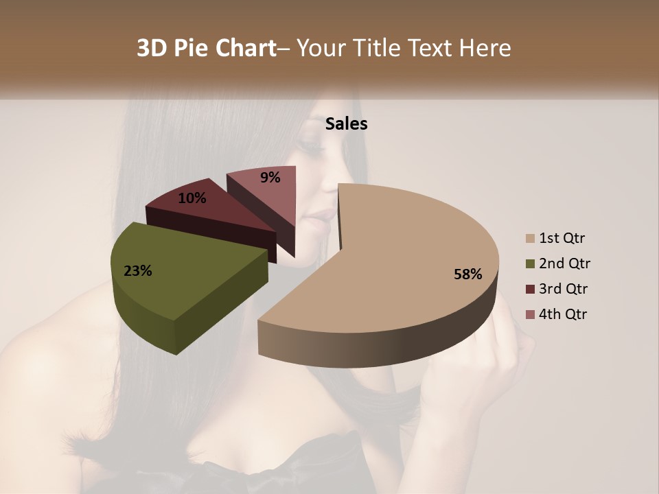 A Woman With Long Brown Hair Is Holding A Piece Of Hair PowerPoint Template